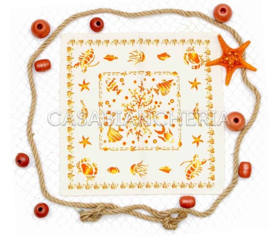Casa Biancheria | Tovaglia stampe artistiche romagnole Conchiglie con o senza tovaglioli tovaglie di cotone