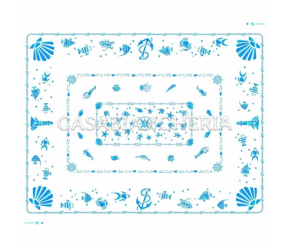 Casa Biancheria | Tovaglia stampe artistiche romagnole Conchiglie con o senza tovaglioli tovaglie di cotone