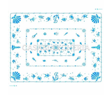 Casa Biancheria | Tovaglia stampe artistiche romagnole Conchiglie con o senza tovaglioli tovaglie di cotone