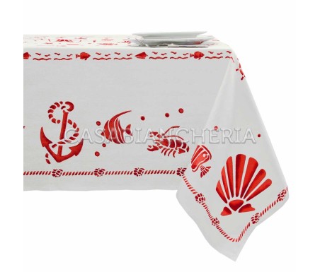 Casa Biancheria | Tovaglia stampe artistiche romagnole Conchiglie con o senza tovaglioli tovaglie di cotone