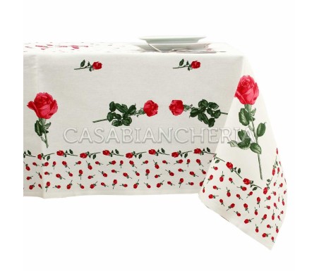 Tovaglia Rose Rosse, tovaglia con tovaglioli stampe romagnole | Casa Biancheria