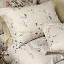 Completo lenzuola matrimoniale Caleffi Damasco in raso di cotone-Beige