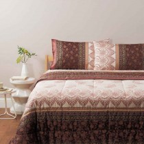 Completo lenzuola matrimoniale Granfoulard Bassetti Oristano in raso di cotone-Beige