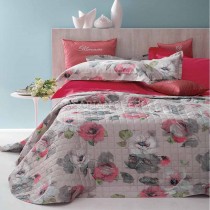 Copriletto trapuntato matrimoniale Blumarine Cloe in raso di cotone-Rosa