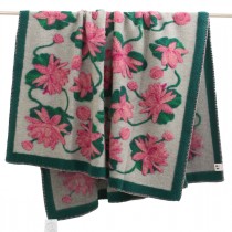 Plaid di lana cotta Blumen 150x200 cm con bordo