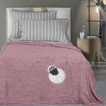 Plaid di pile con applicazione Dolly Rosa 150x180 cm