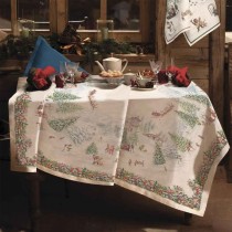 Tovaglia natalizia Tessitura Toscana Telerie Incanto in lino