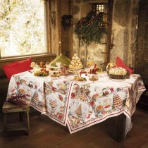 Tovaglia natalizia Tessitura Toscana Telerie Noel Gourmand in lino
