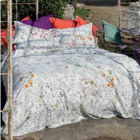 Completo lenzuola copriletto matrimoniale Tessitura Toscana Telerie Clori in raso di cotone con angolo 30 cm