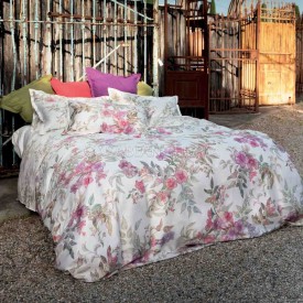 Completo lenzuola copriletto matrimoniale Tessitura Toscana Telerie Jasmine in raso di cotone con angolo 30 cm