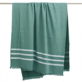 Telo mare fouta pareo di spugna Unito 3 Righe 100x200